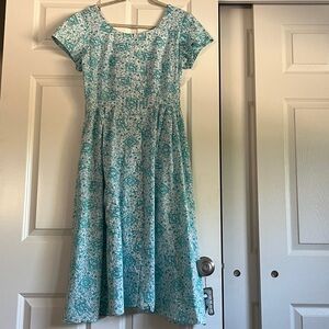 Lewis Abstract Print Front Buttoned Front & Back square Neck Cap Sleeve Dress 10